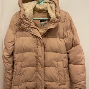 Light pink colored Abercrombie & Fitch down jacket in size small.